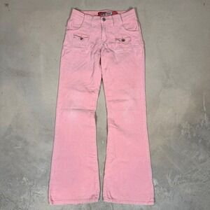 barbiecore Lazer Jeans Vintage Pink Corduroy Low Rise Flare Pants Women 3 Y2K